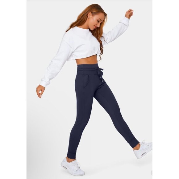 Halara Cloudful Air Fabric High Waisted Joggers Sz Small Womens Navy Blue Drawst - Picture 8 of 8